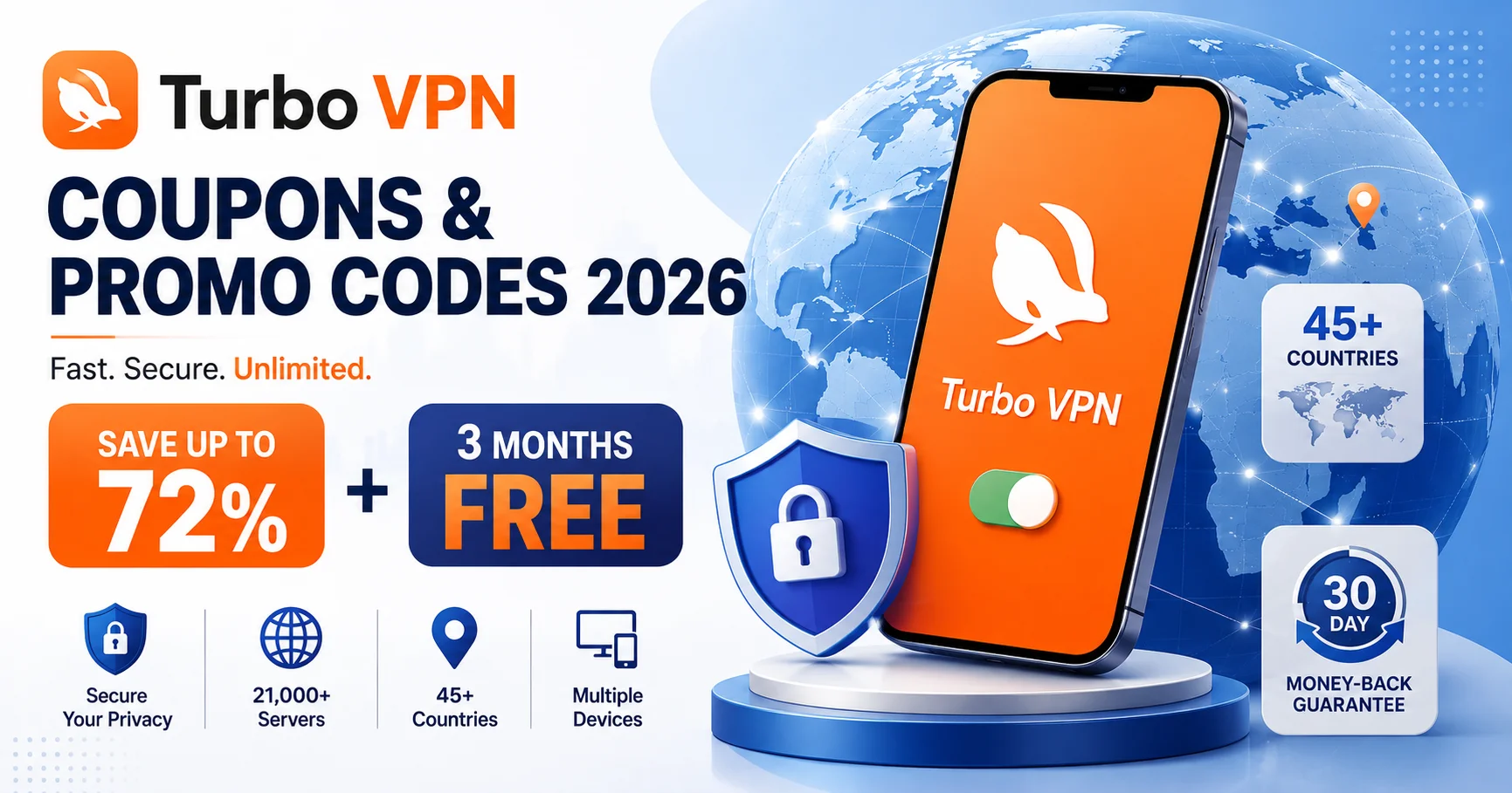 Turbo VPN coupons and promo codes 2026 with discounts and VPN subscription deals