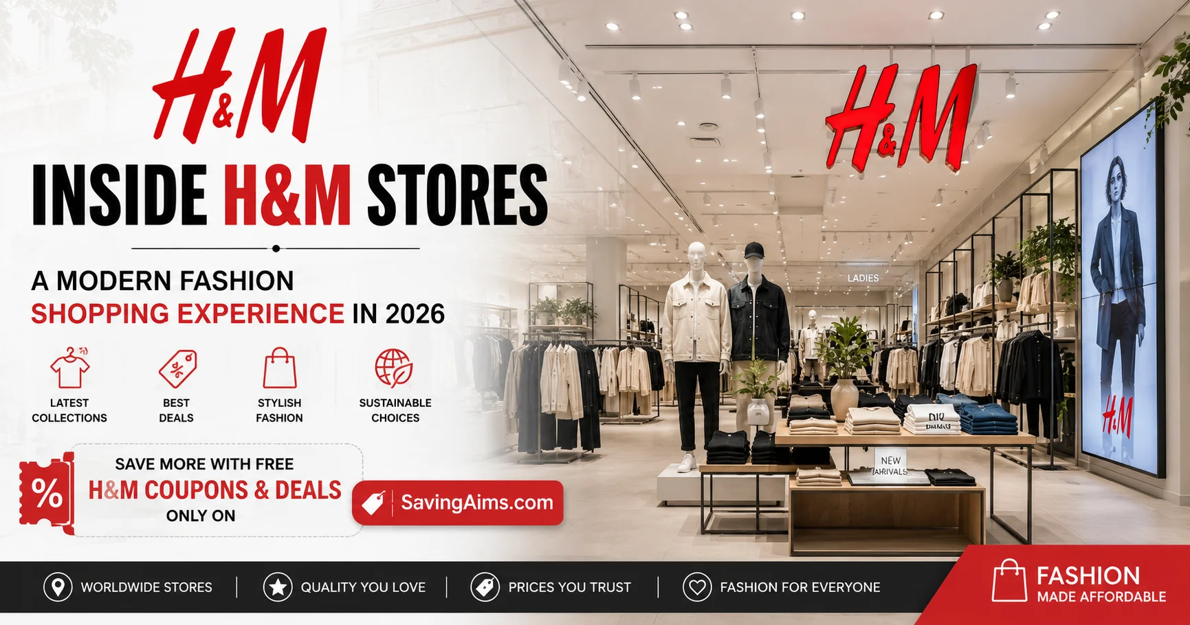 Modern H&M fashion store interior showcasing stylish clothing displays and contemporary retail shopping experience in 2026.