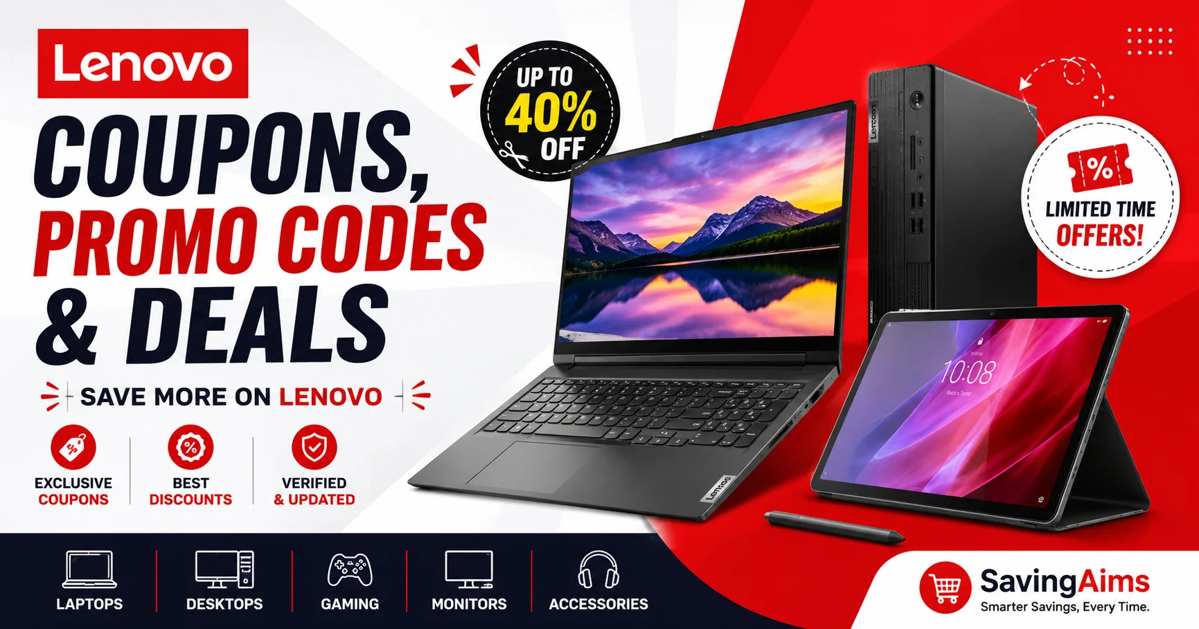 Looking for the latest Lenovo coupons and deals before buying a new laptop or computer?