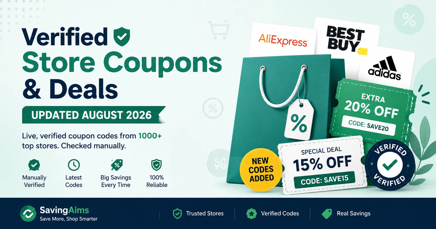 Verified Store Coupons & Deals — Updated August 2026