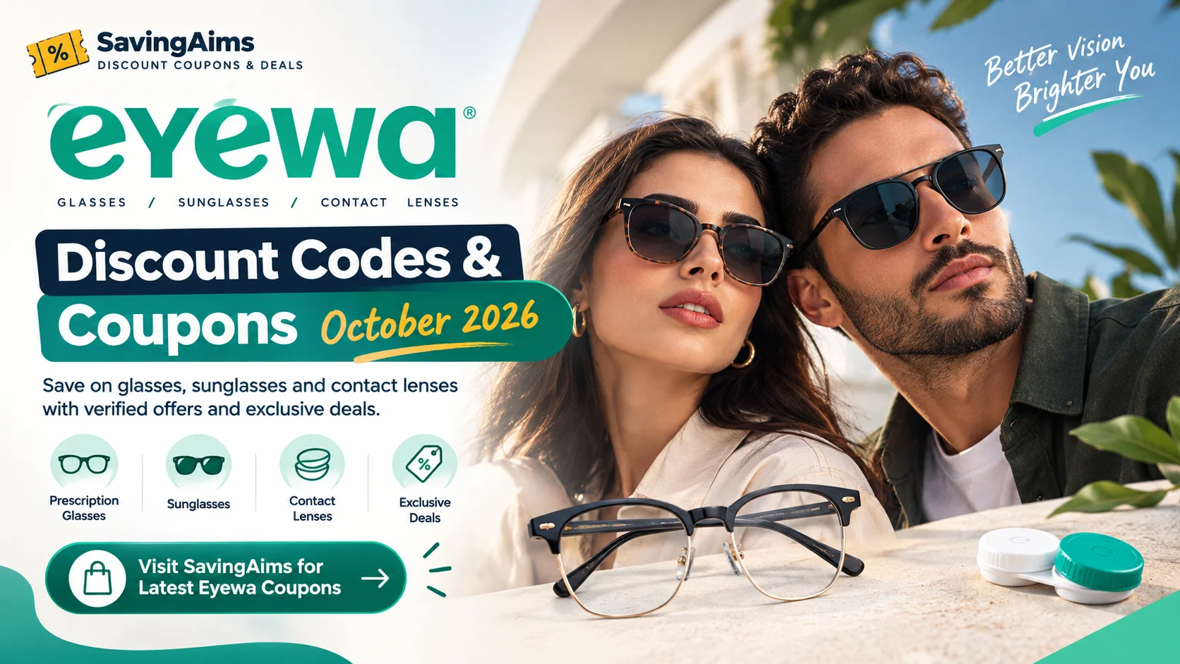 Eyewa Discount Code & Coupons October 2026 – Save on Glasses, Sunglasses & Contact Lenses