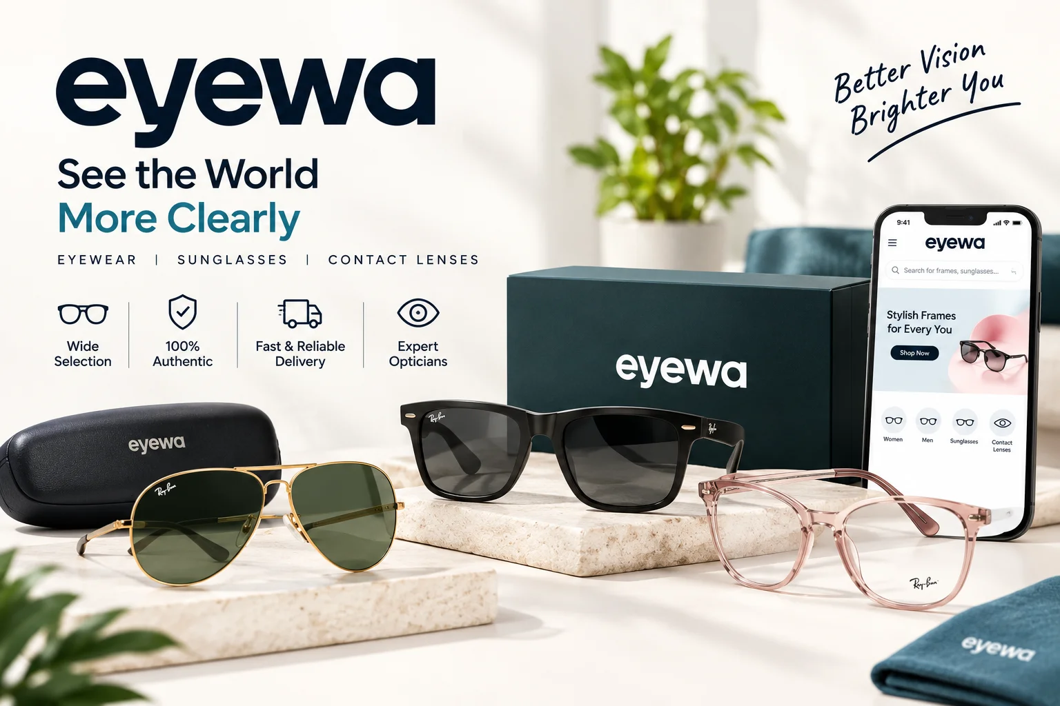 Eyewa prescription glasses, sunglasses, contact lenses and eyewear accessories