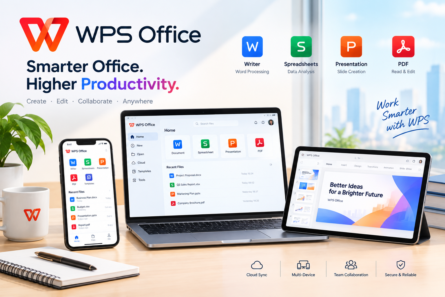 WPS Office AI-powered productivity suite for documents, spreadsheets, presentations and PDFs