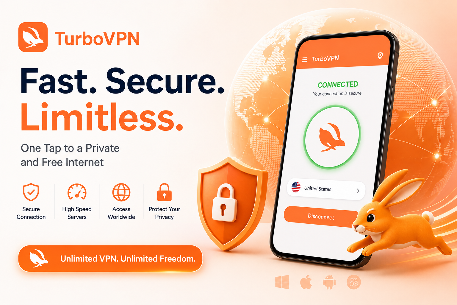 Turbo VPN secure VPN service for private browsing, online security and streaming