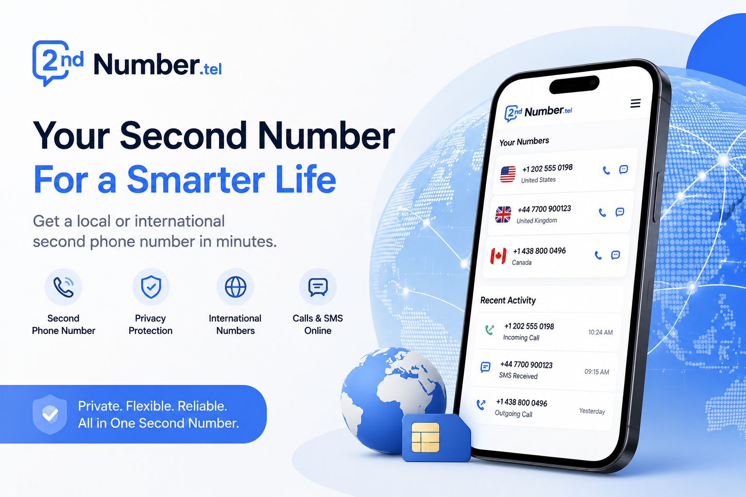 2ndNumber virtual phone service for calls SMS and WhatsApp