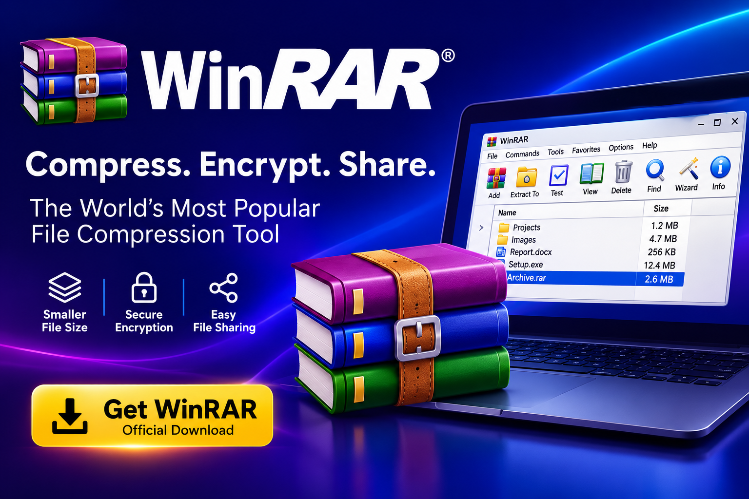 WinRAR file compression and archive management software