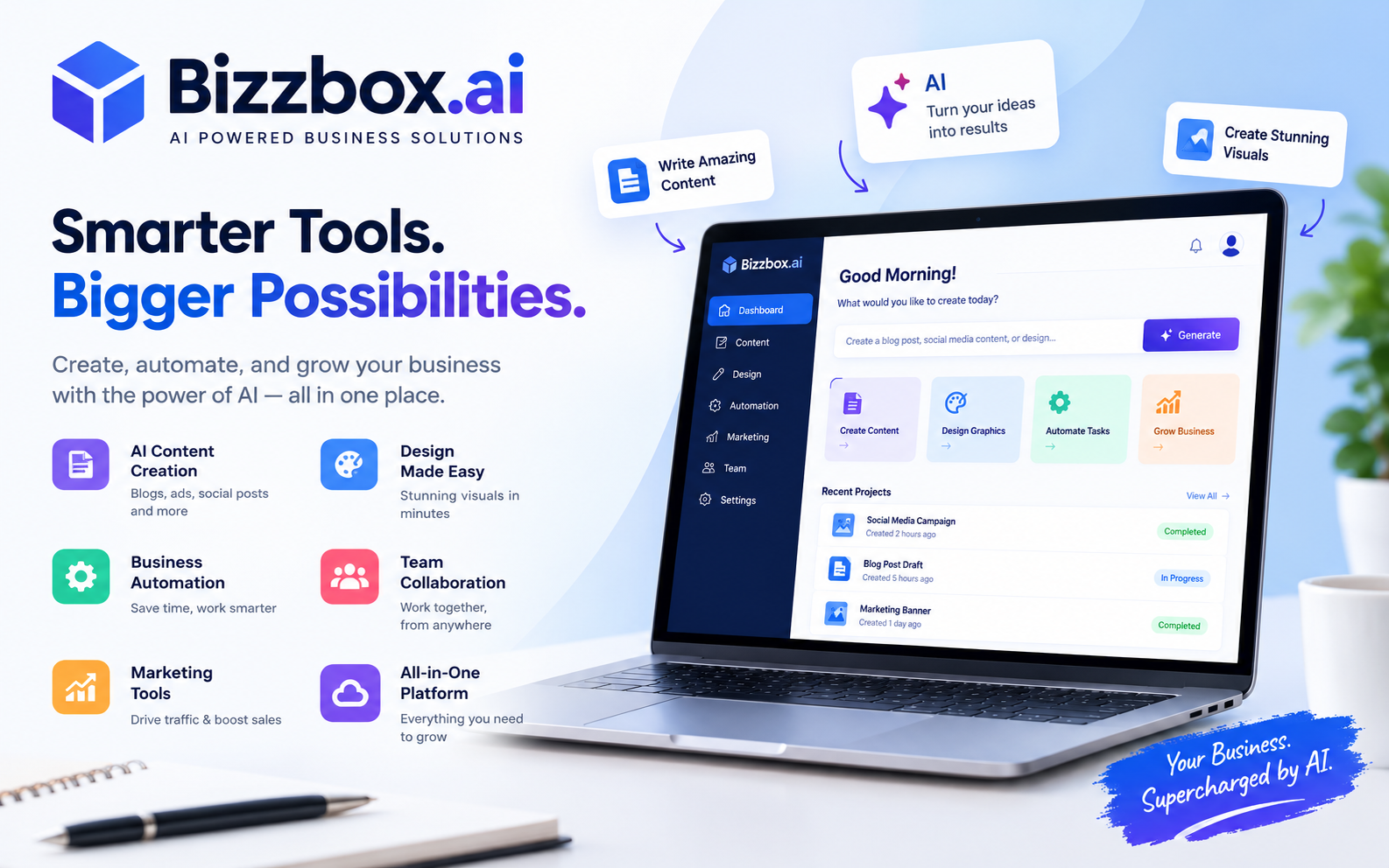 BizzBox all-in-one AI business platform with productivity and management tools