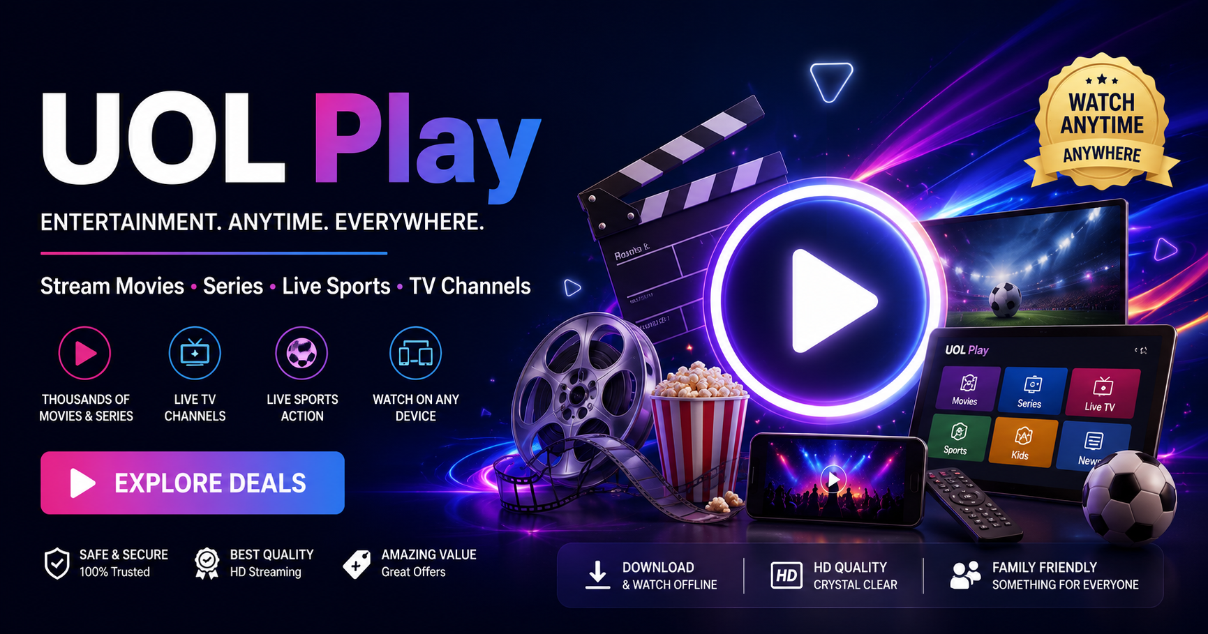 Catch live football matches, premium movie networks, and live news streams with discounted channel combos.