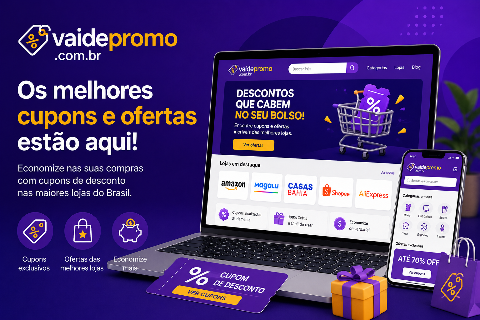 Vai de Promo flight comparison platform featuring discounted domestic and international flights, promotional airfare, airline tickets, and travel insurance options.
