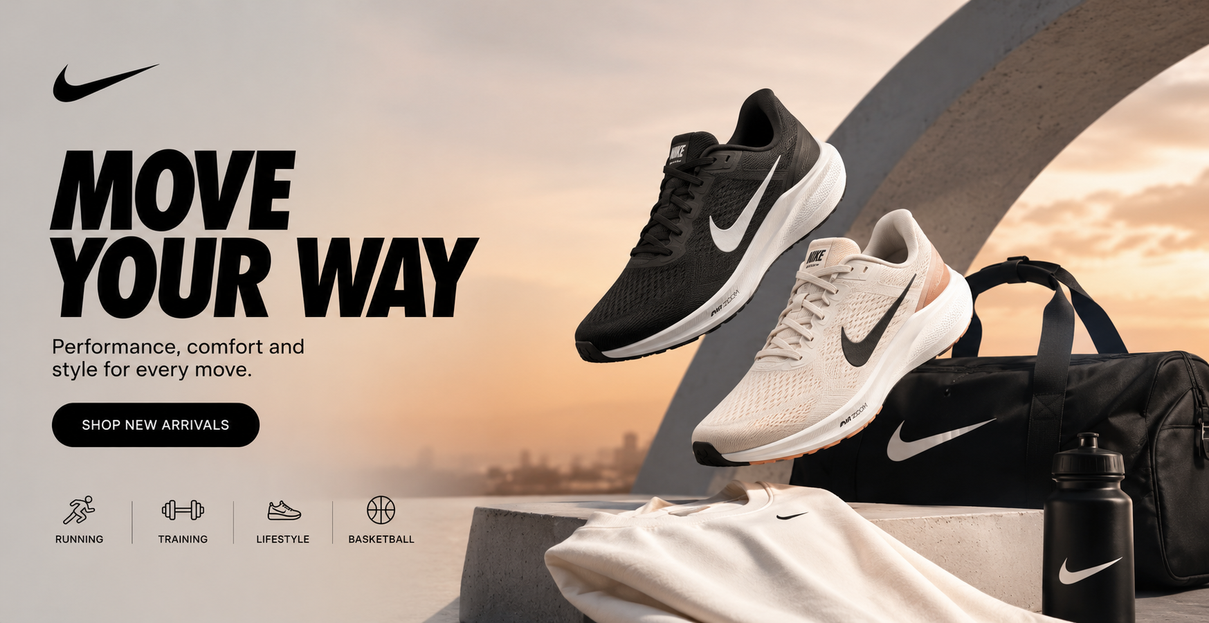 Nike Singapore online store featuring sneakers, Jordan footwear, running shoes, sportswear, athletic apparel, training gear, and lifestyle accessories for men, women, and kids.