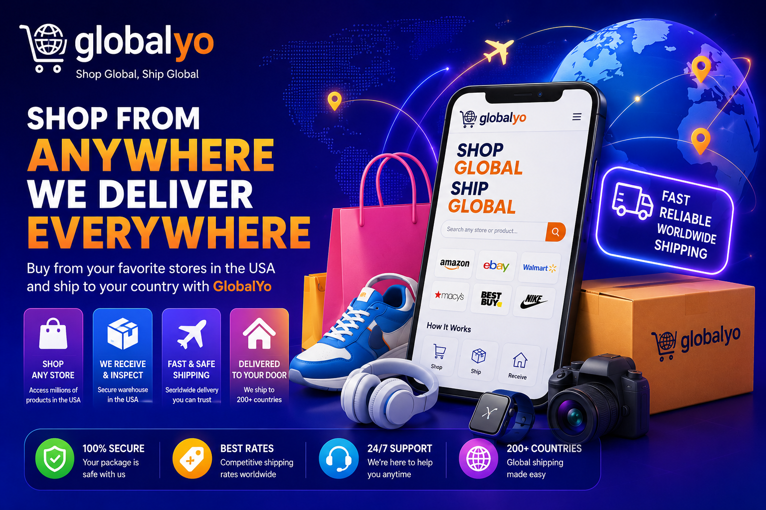 Global YO travel eSIM service featuring local, regional, and global mobile data plans for travelers in 200+ countries.