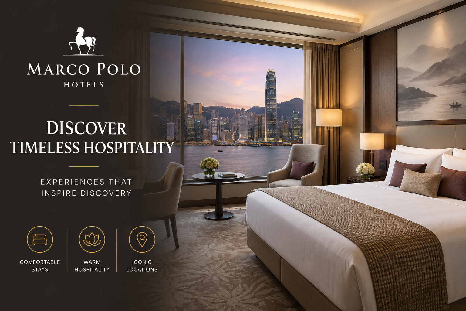 Marco Polo Hotels premium hotel collection featuring stylish accommodation, dining, events, and travel experiences across Hong Kong, Mainland China, and the Philippines.