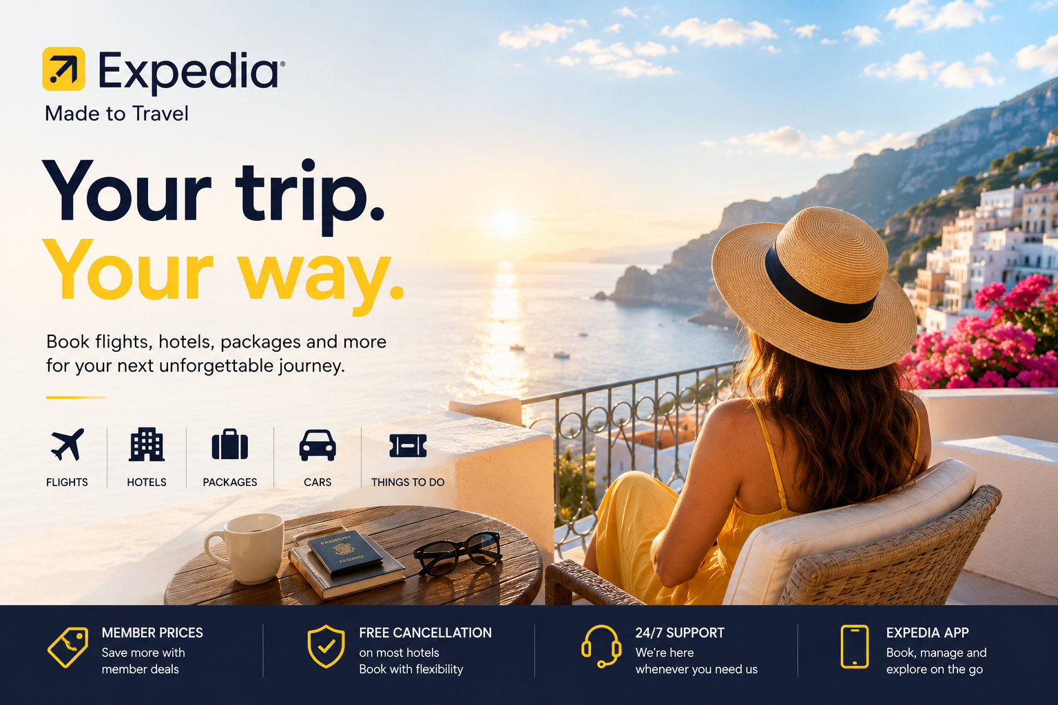 Expedia Hong Kong travel booking platform featuring hotels, flights, vacation packages, car rentals, and travel experiences for destinations worldwide.