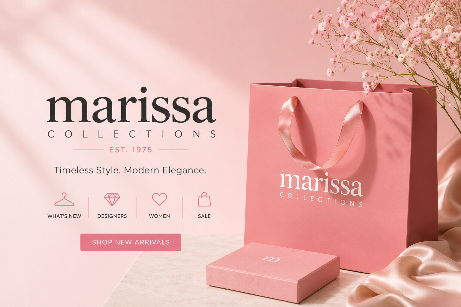 Marissa Collections luxury fashion boutique featuring designer clothing, fine jewelry, handbags, luxury shoes, premium accessories, and curated collections from world-renowned fashion brands.