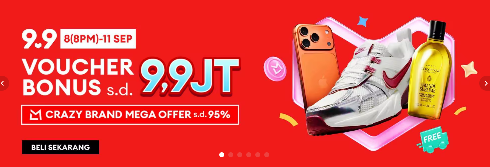 Lazada Indonesia marketplace logo with promotional sale banner