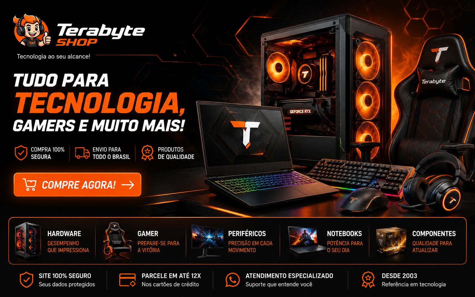 TerabyteShop online technology store featuring gaming PCs, computer hardware, graphics cards, processors, notebooks, monitors, peripherals, and gaming accessories.