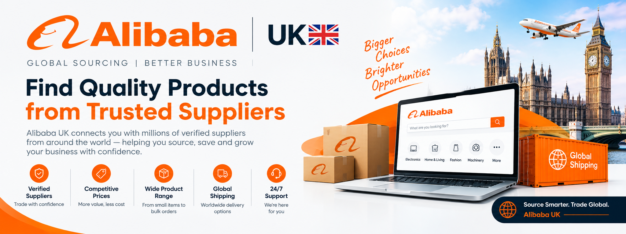 Alibaba global B2B wholesale marketplace logo for bulk sourcing and trade deals