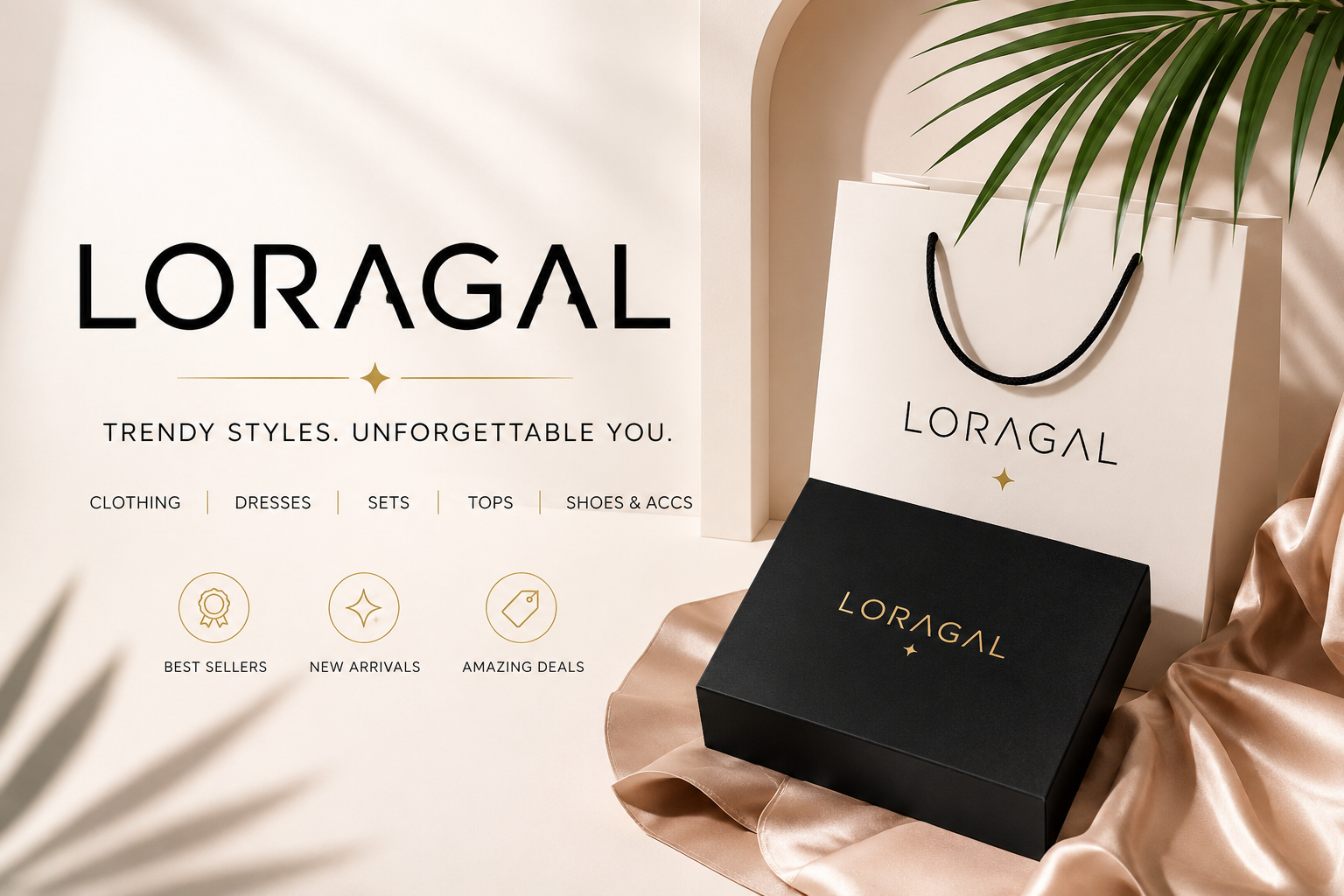 LORAGAL online fashion store featuring trendy women's dresses, jumpsuits, matching sets, swimwear, shoes, handbags, jewelry, and stylish accessories for every occasion.