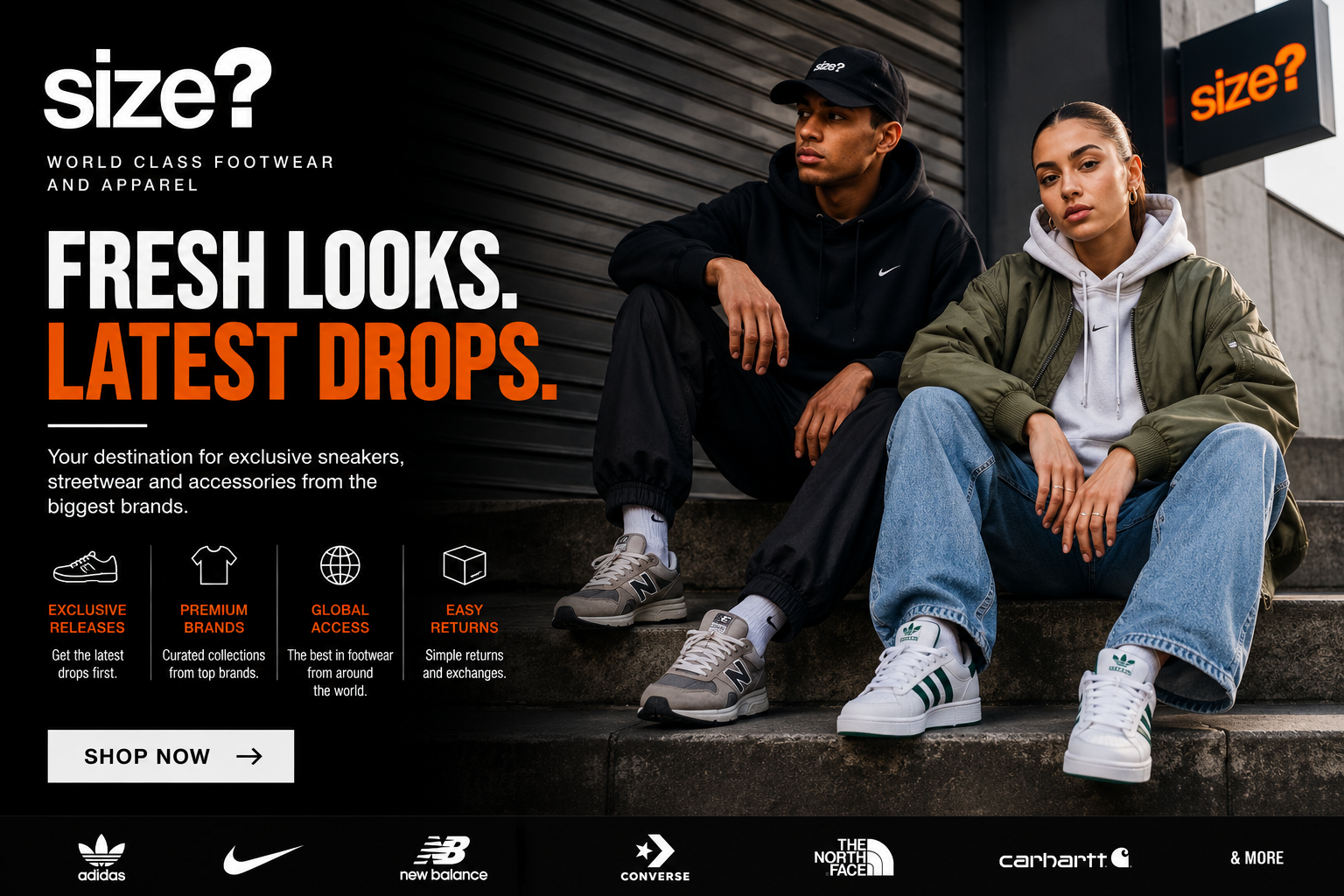 size? online fashion store featuring sneakers, trainers, footwear, clothing, accessories, and streetwear collections from leading global brands.