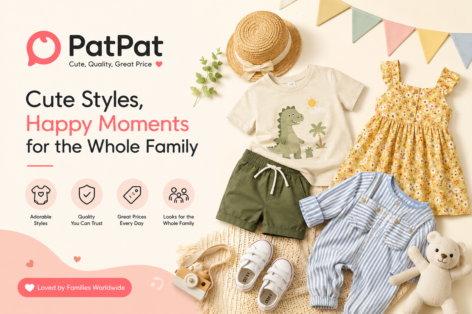 PatPat online kids and baby clothing store featuring baby clothes, children's fashion, family matching outfits, pajamas, swimwear, dresses, and everyday essentials.