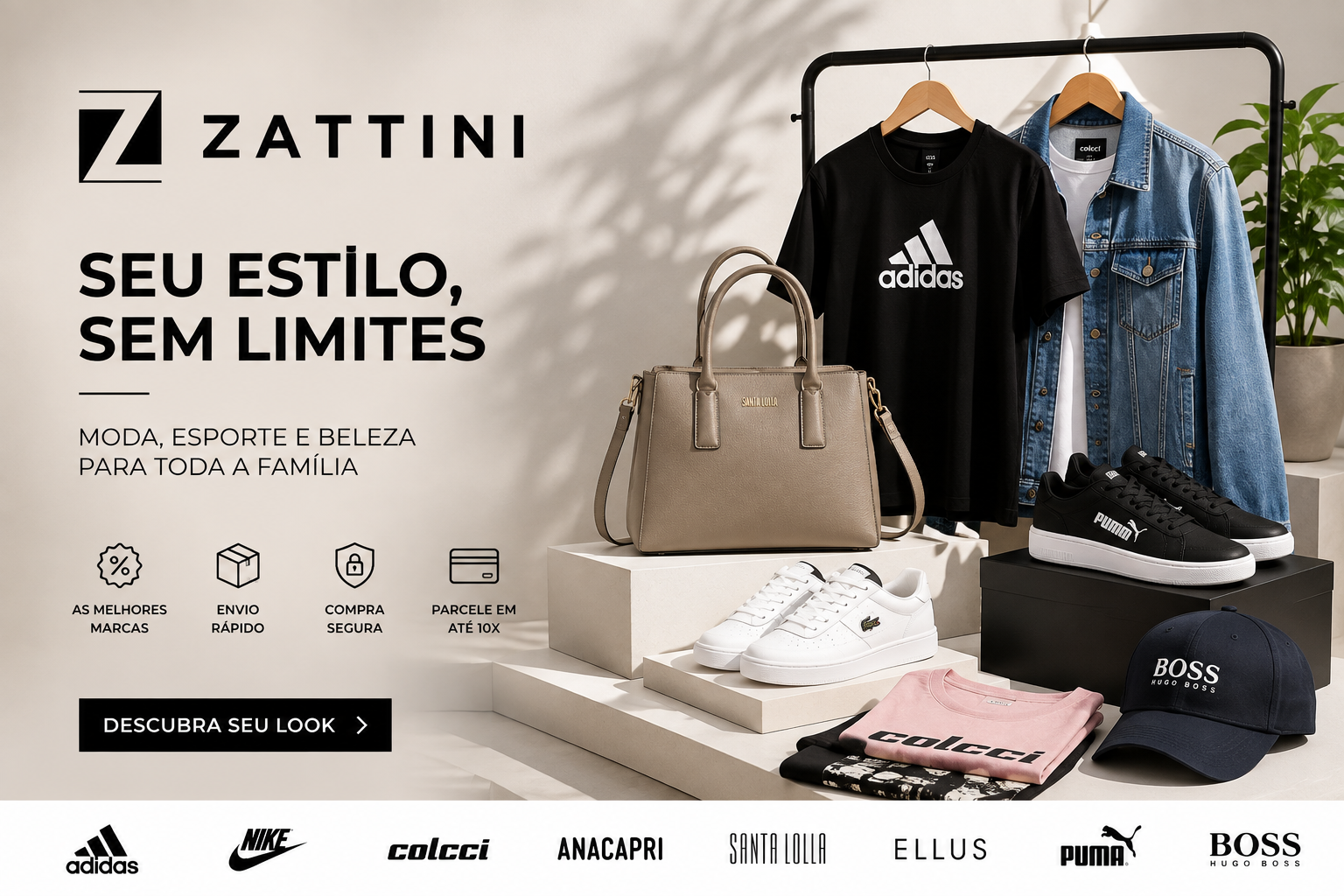 Zattini online fashion store featuring clothing, shoes, sneakers, accessories, beauty products, sportswear, and fashion brands in Brazil.