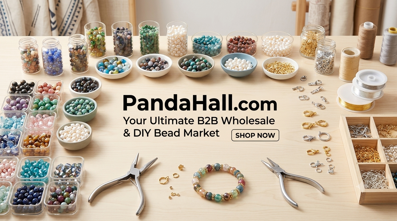 Colorful DIY bead-making kits, clay beads, and charms scattered on a craft table for handmade jewelry hobbyists.