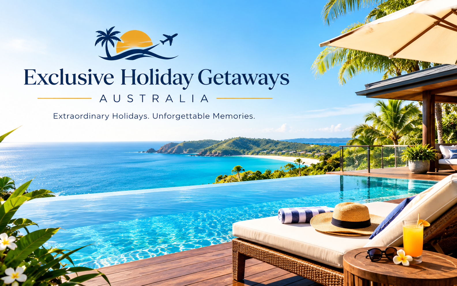 Exclusive Holiday Getaways official homepage showcasing luxury Australian vacation stays, travel rewards memberships, and promotional giveaway packages.