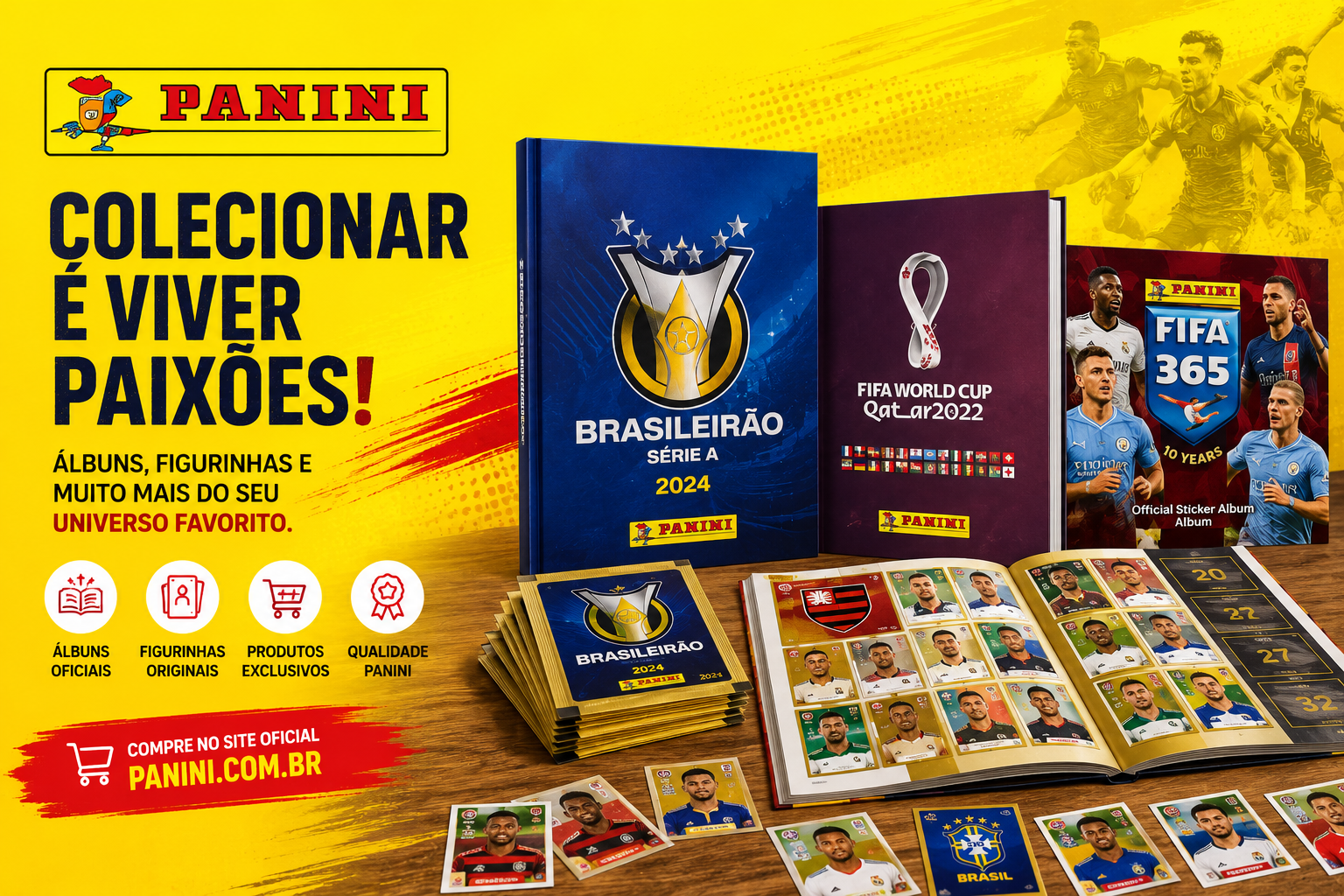Panini Brasil online store featuring comics, manga, books, collectible albums, trading cards, box sets, and entertainment products for readers and collectors