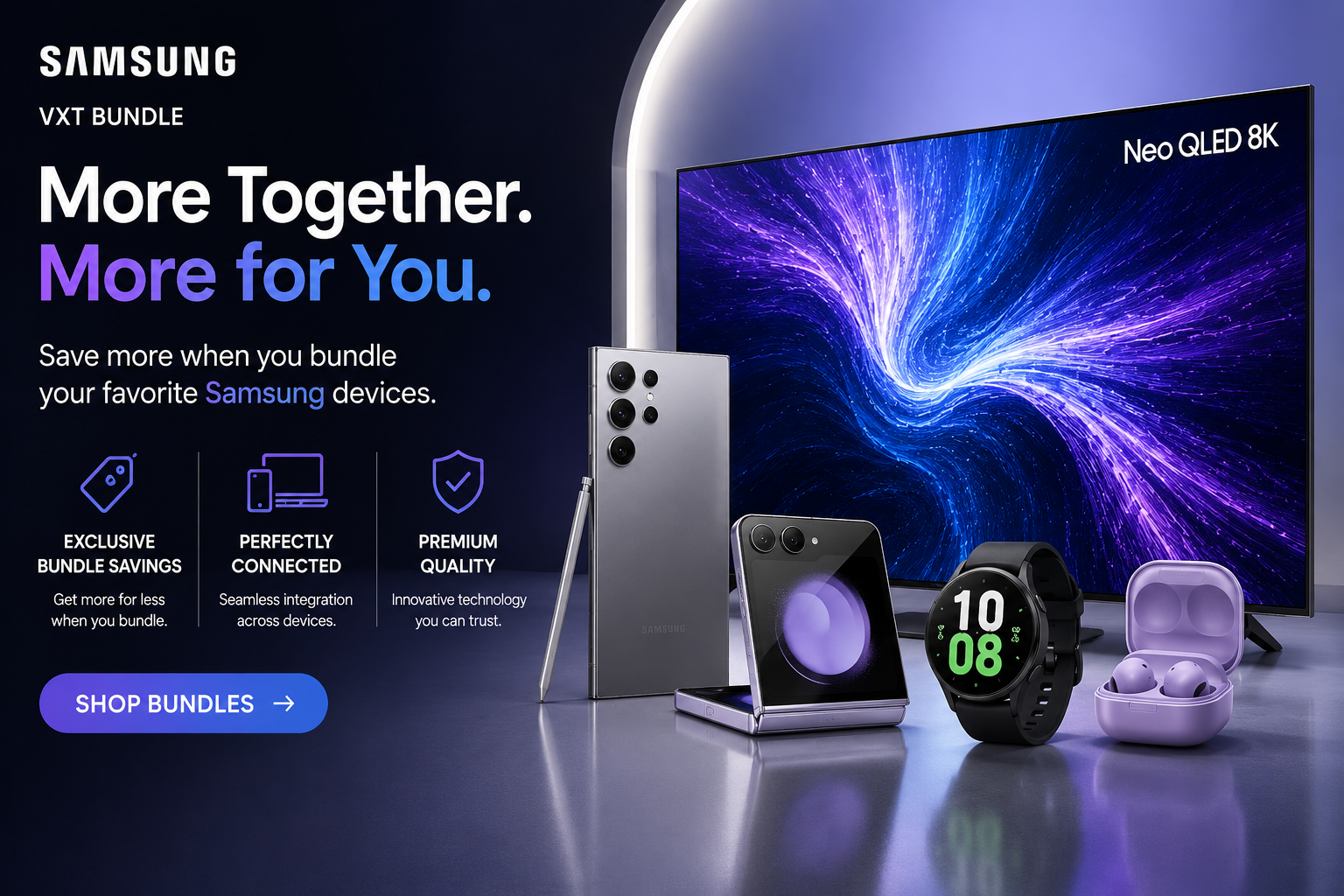 Samsung VXT cloud-based digital signage platform featuring content management, remote display monitoring, business communication tools, and enterprise digital signage solutions for commercial displays.